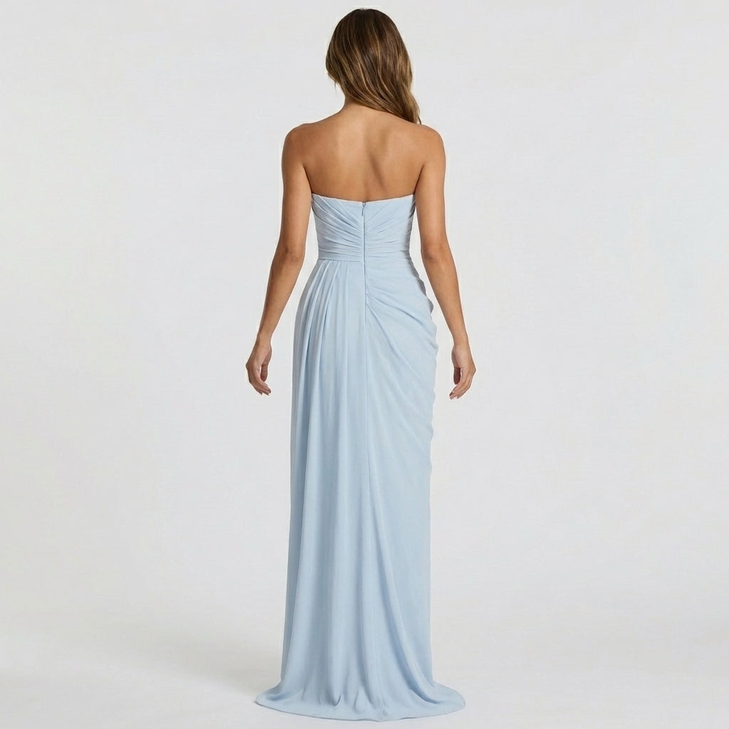 Lala | Strapless Draped Chiffon Dress