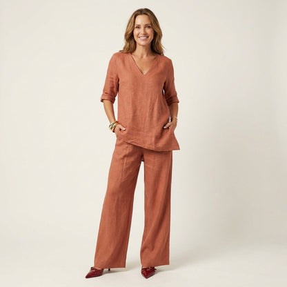 Tanaia | V-Neck Linen Set