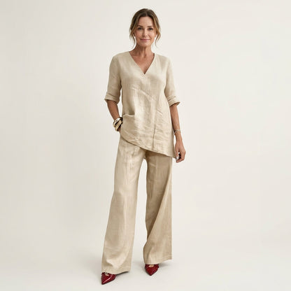 Tanaia | V-Neck Linen Set
