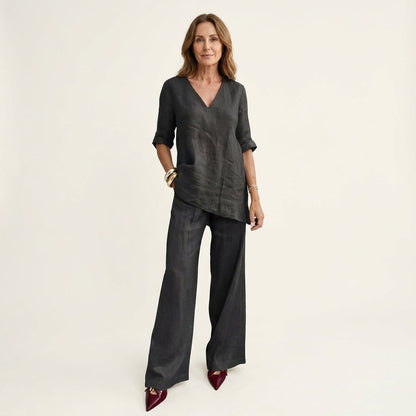 Tanaia | V-Neck Linen Set