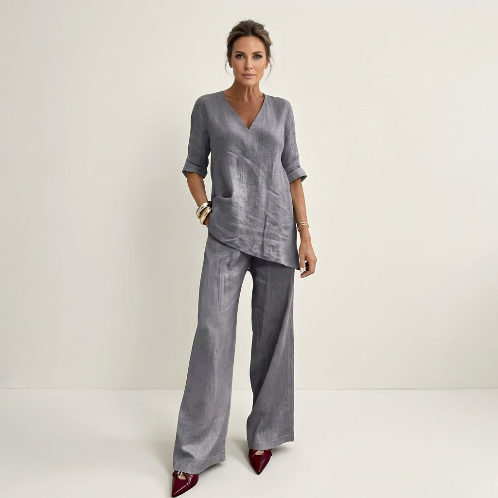 Tanaia | V-Neck Linen Set