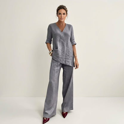 Tanaia | V-Neck Linen Set