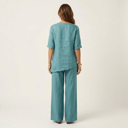 Tanaia | V-Neck Linen Set