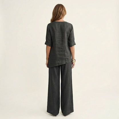 Tanaia | V-Neck Linen Set