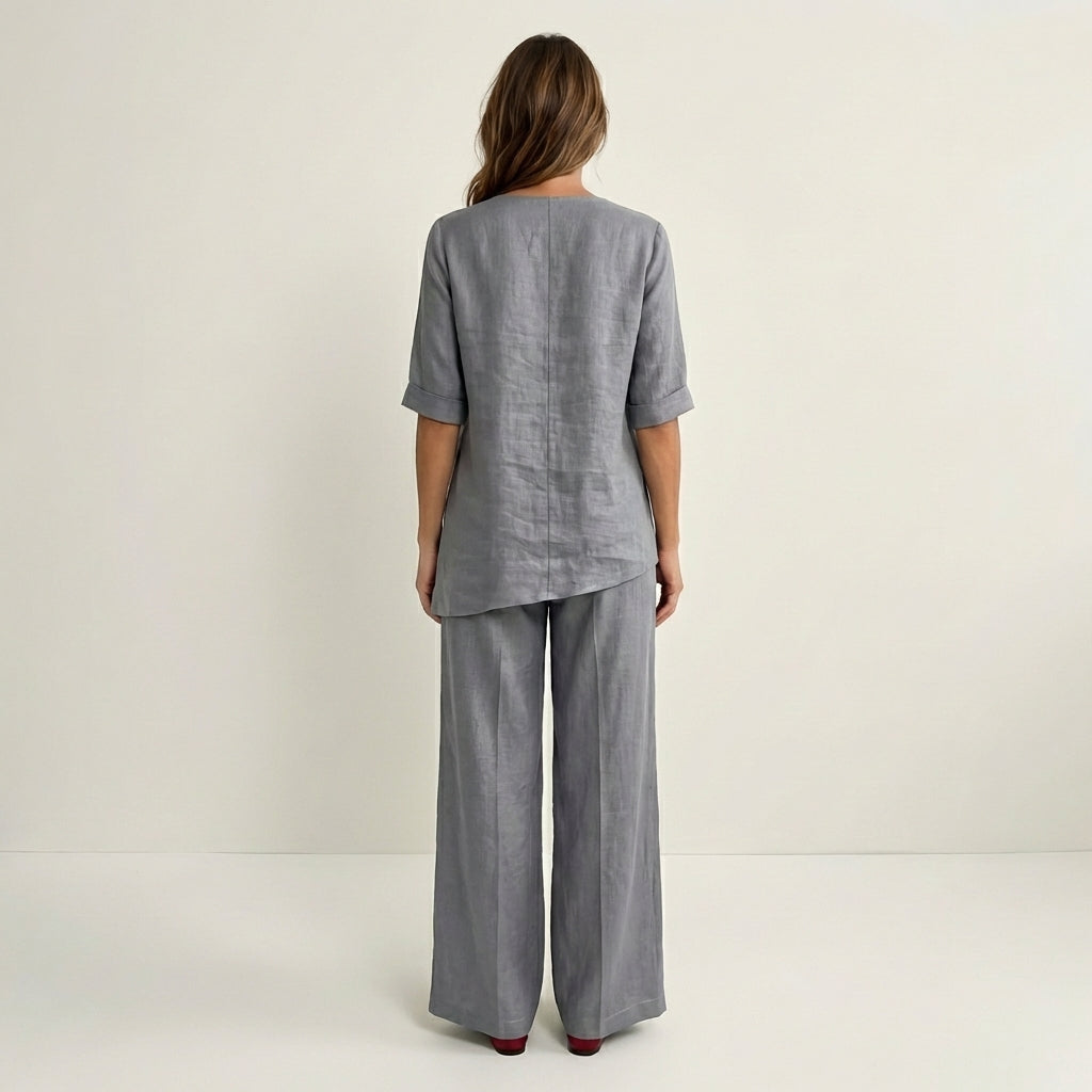 Tanaia | V-Neck Linen Set