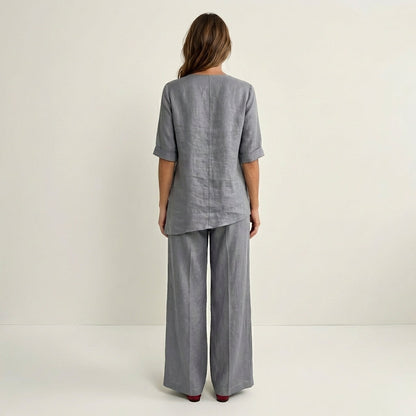 Tanaia | V-Neck Linen Set