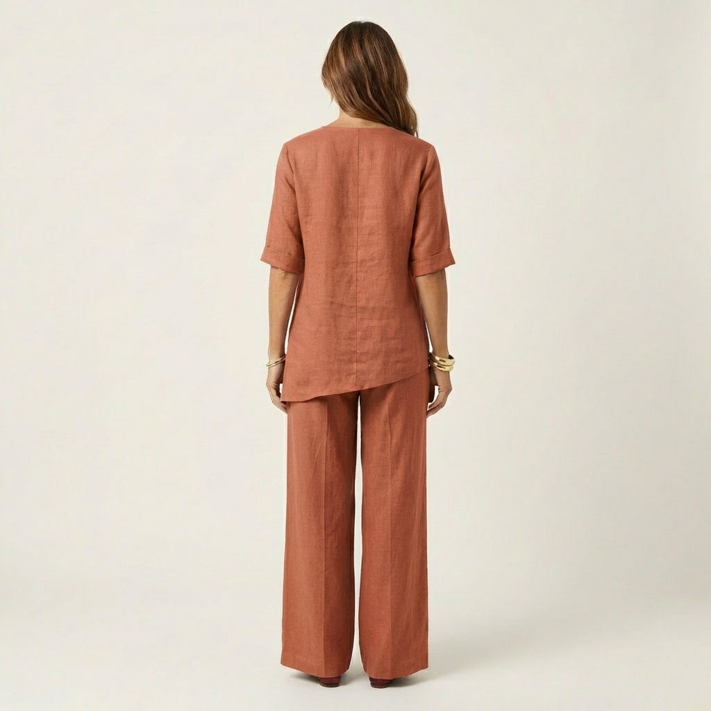 Tanaia | V-Neck Linen Set