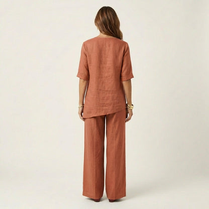 Tanaia | V-Neck Linen Set