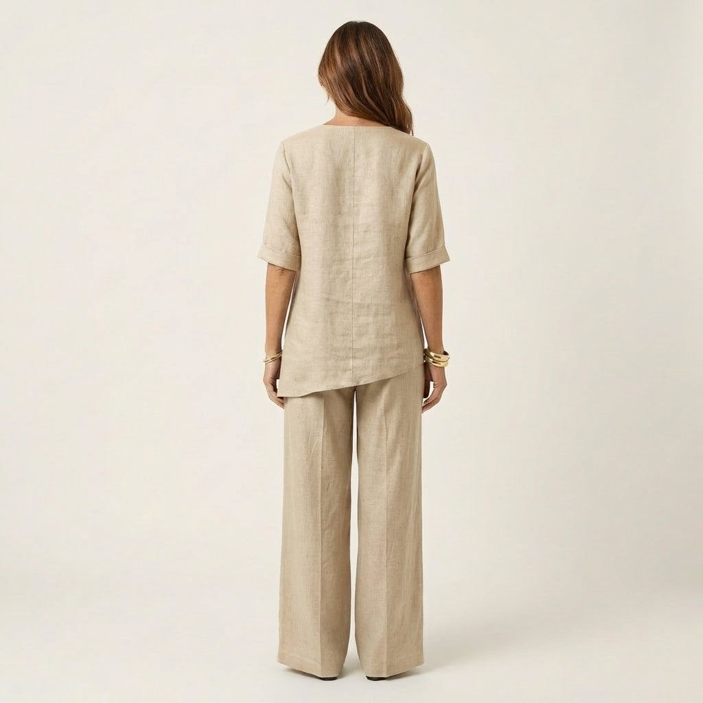 Tanaia | V-Neck Linen Set