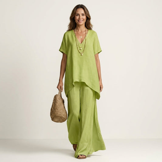 Libiana | V-Neck Linen Set