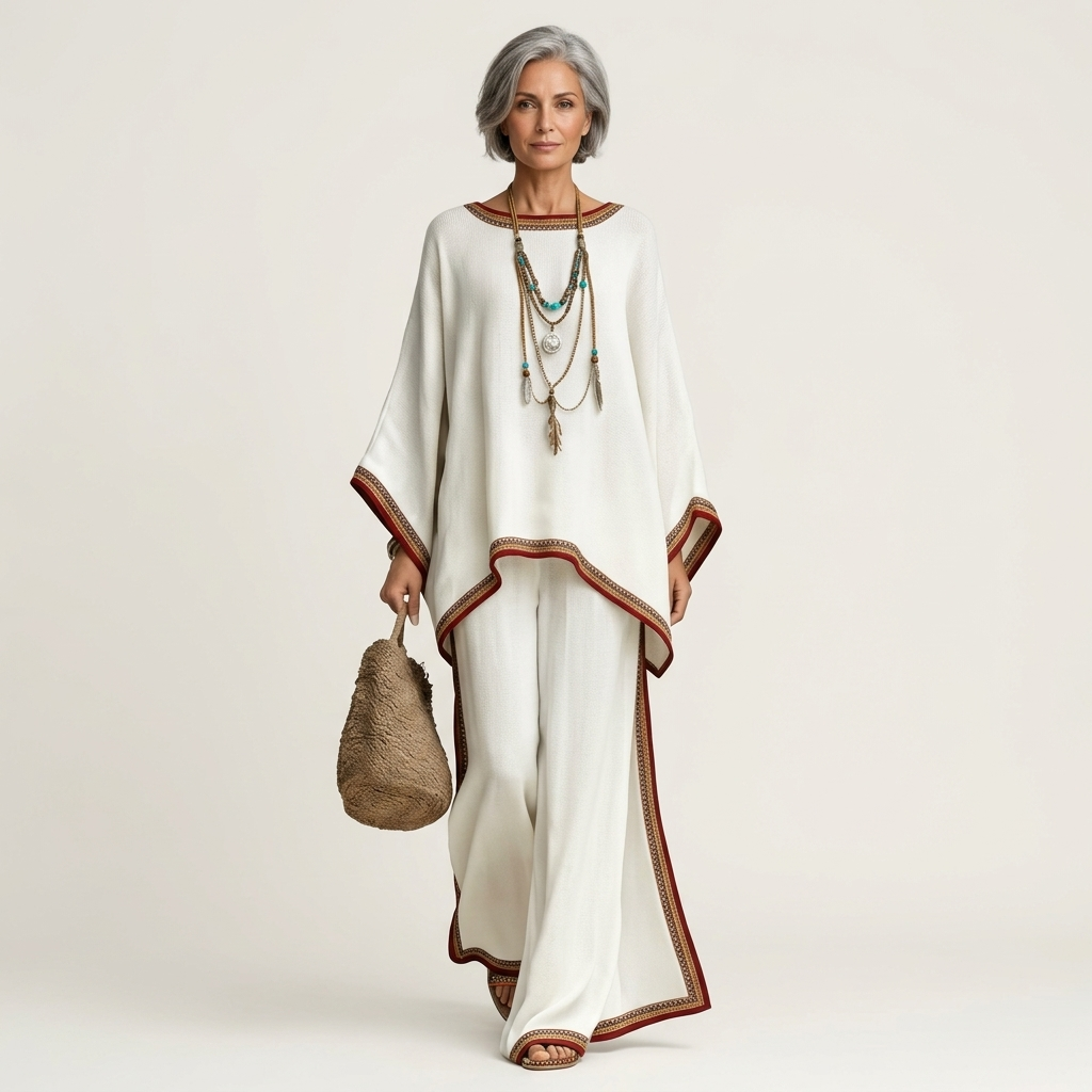 Josephine | Printed Kaftan Top & Wide-Leg Pants Set