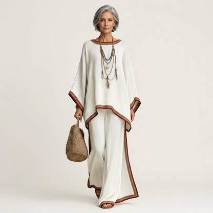 Josephine | Printed Kaftan Top & Wide-Leg Pants Set
