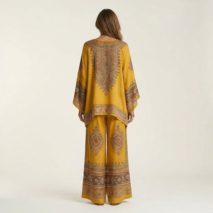 Josephine | Printed Kaftan Top & Wide-Leg Pants Set