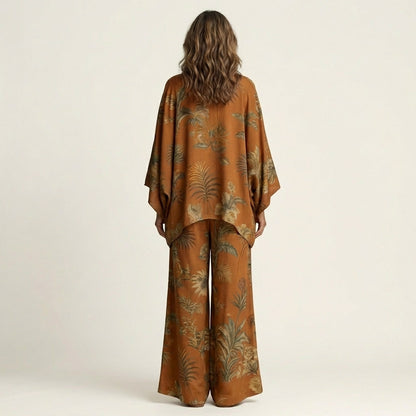 Josephine | Printed Kaftan Top & Wide-Leg Pants Set