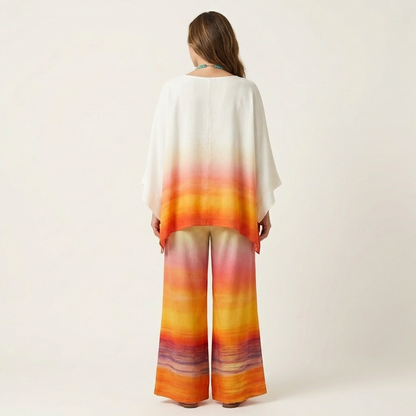Josephine | Printed Kaftan Top & Wide-Leg Pants Set