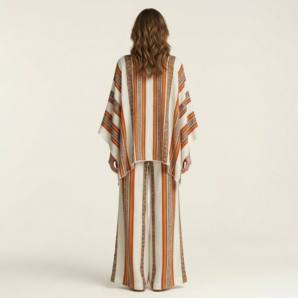 Josephine | Printed Kaftan Top & Wide-Leg Pants Set