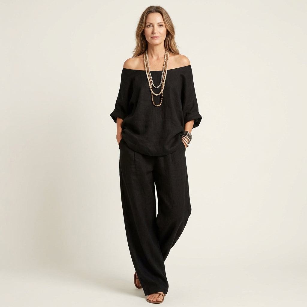 Jiana | Off-Shoulder Top & Wide-Leg Pants Set