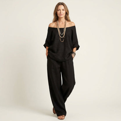 Jiana | Off-Shoulder Top & Wide-Leg Pants Set