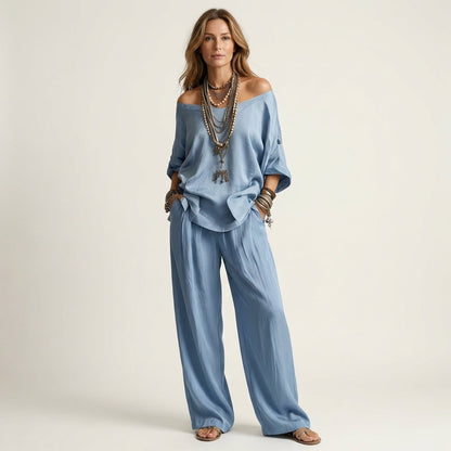 Jiana | Off-Shoulder Top & Wide-Leg Pants Set