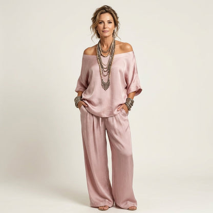 Jiana | Off-Shoulder Top & Wide-Leg Pants Set