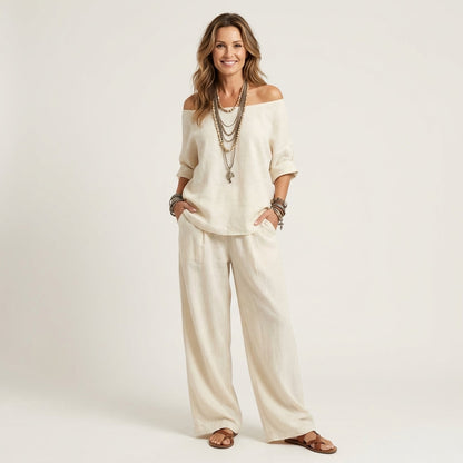 Jiana | Off-Shoulder Top & Wide-Leg Pants Set