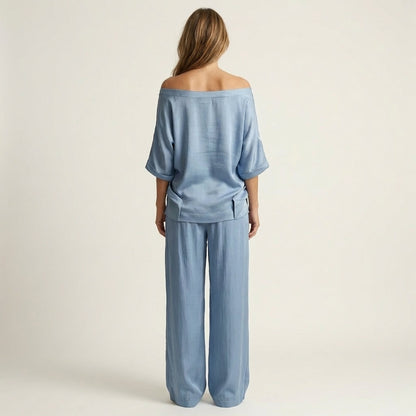 Jiana | Off-Shoulder Top & Wide-Leg Pants Set