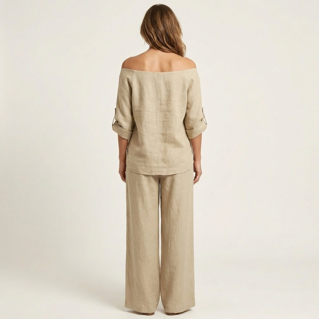 Jiana | Off-Shoulder Top & Wide-Leg Pants Set