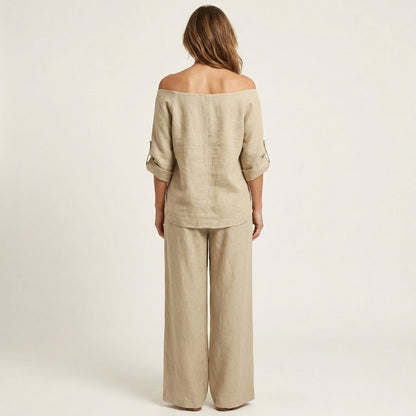 Jiana | Off-Shoulder Top & Wide-Leg Pants Set