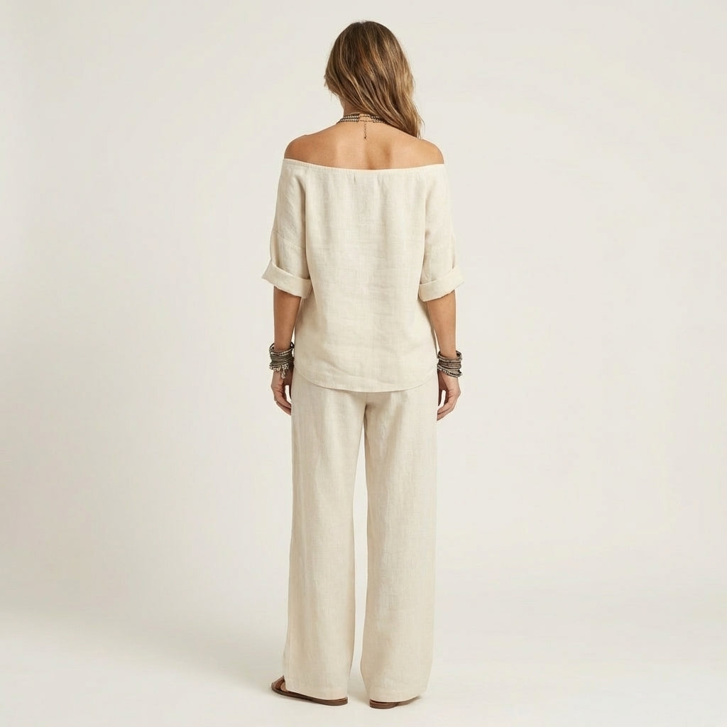 Jiana | Off-Shoulder Top & Wide-Leg Pants Set
