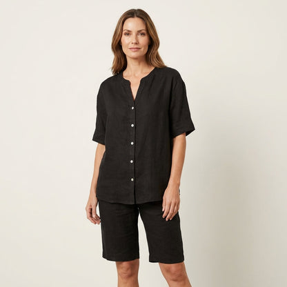 Aledria | Linen Button Shirt & Shorts Set