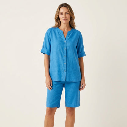 Aledria | Linen Button Shirt & Shorts Set