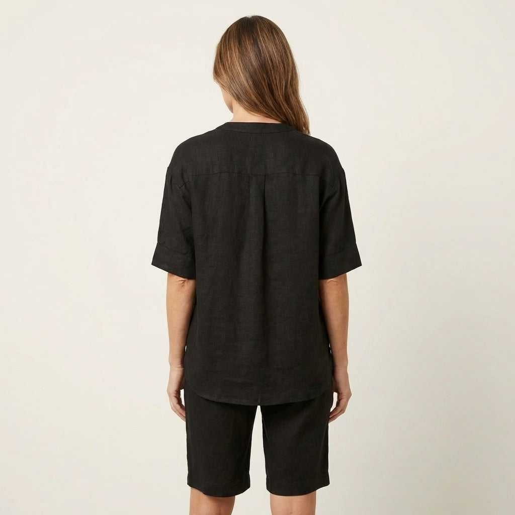 Aledria | Linen Button Shirt & Shorts Set