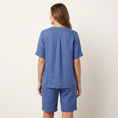 Aledria | Linen Button Shirt & Shorts Set