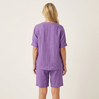 Aledria | Linen Button Shirt & Shorts Set