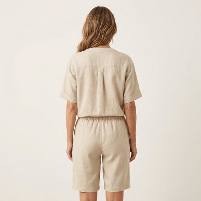 Aledria | Linen Button Shirt & Shorts Set