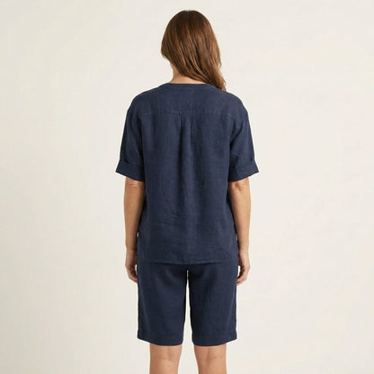 Aledria | Linen Button Shirt & Shorts Set