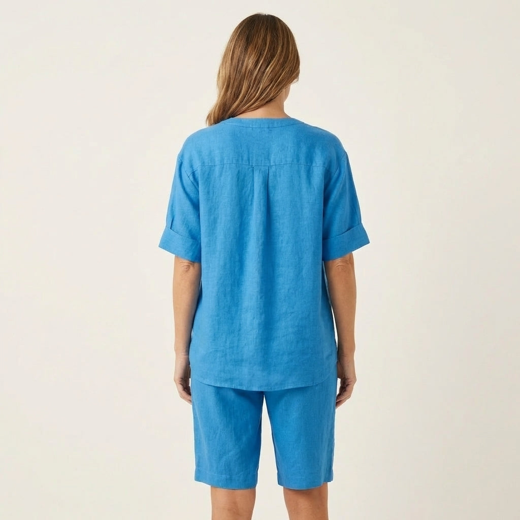 Aledria | Linen Button Shirt & Shorts Set