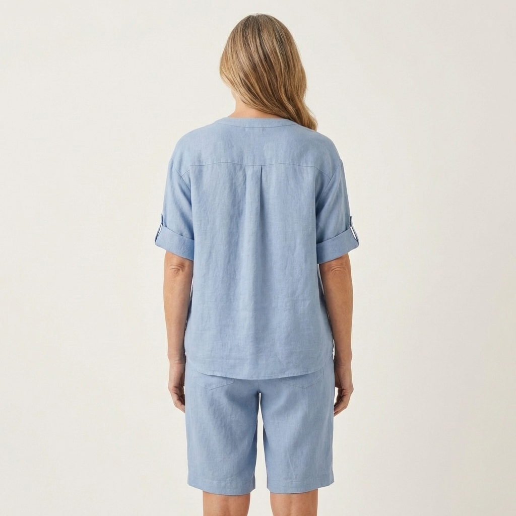 Aledria | Linen Button Shirt & Shorts Set