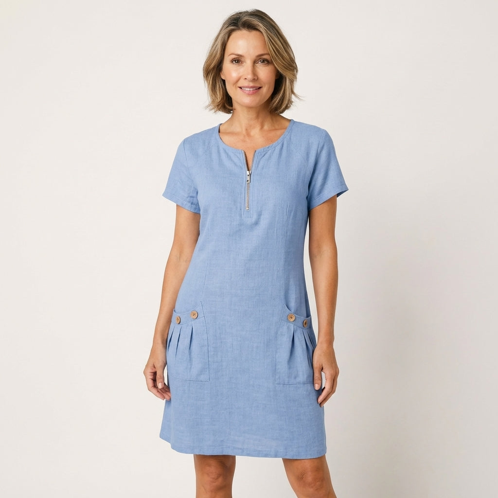 Pina | Zip-Front Linen Mini Dress