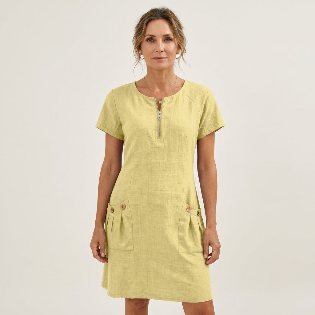 Pina | Zip-Front Linen Mini Dress