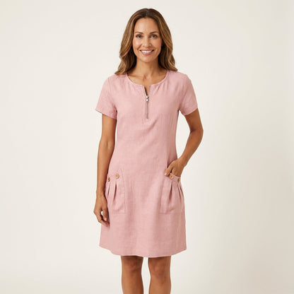 Pina | Zip-Front Linen Mini Dress