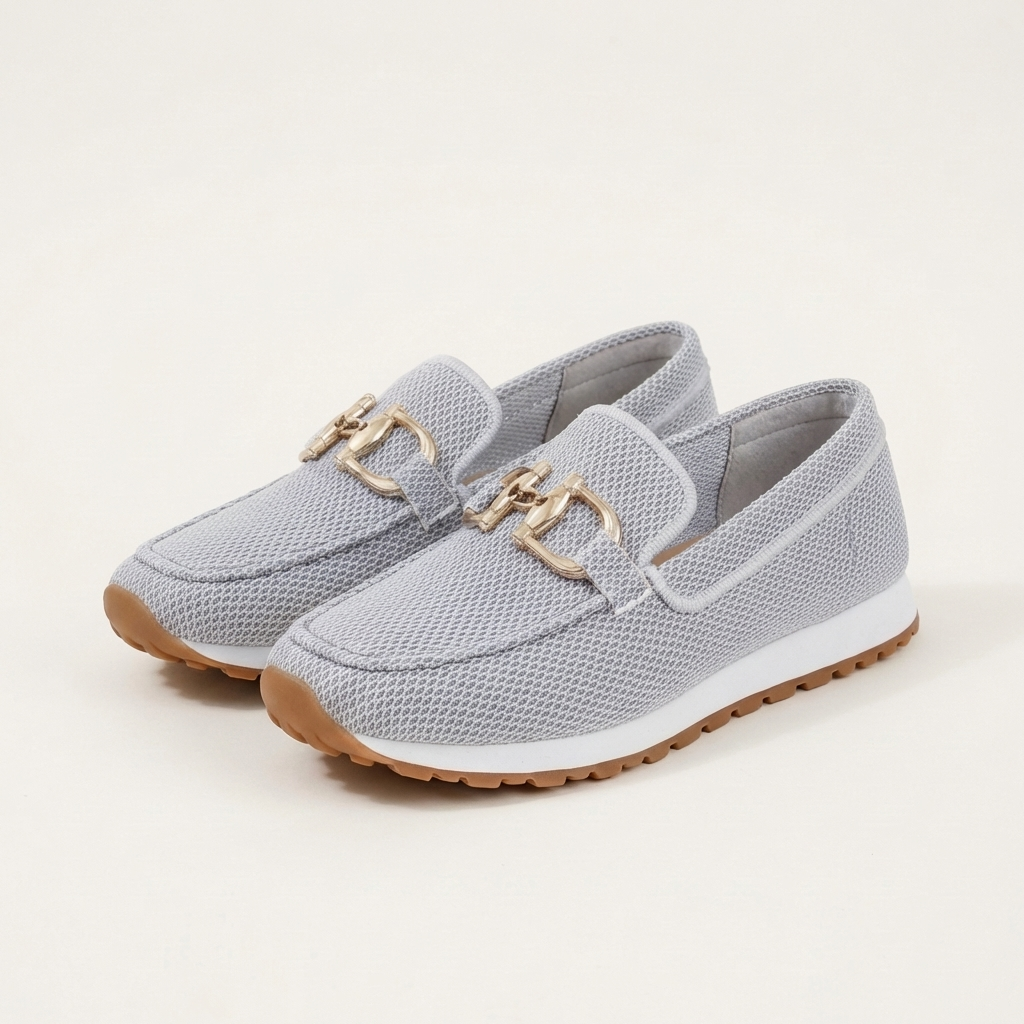 Leyla | Gold-Buckle Mesh Loafer Sneaker