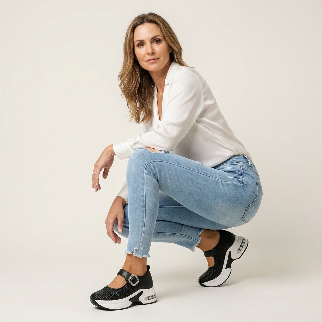 Elmiria | Crystal Buckle Platform Sneaker