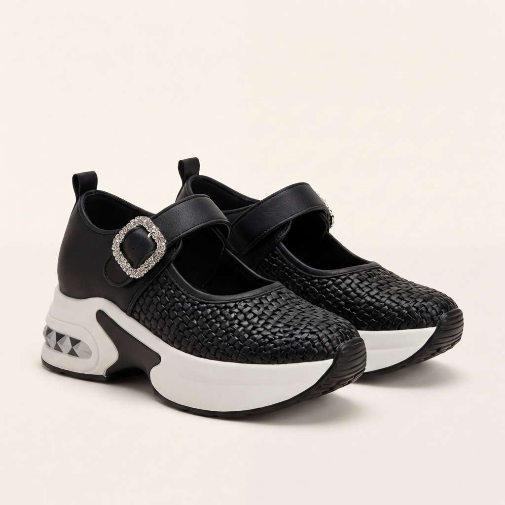 Elmiria | Crystal Buckle Platform Sneaker