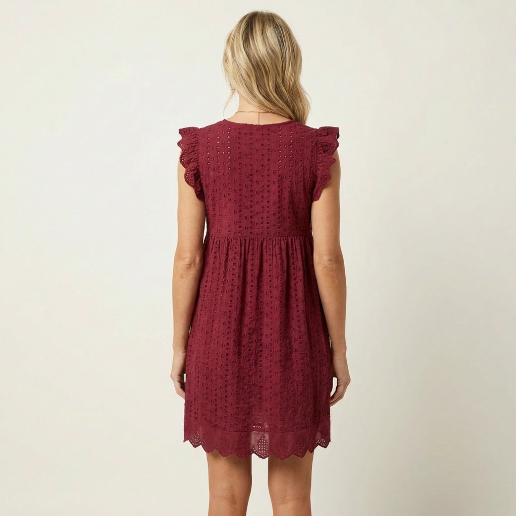 Cynthia | Eyelet Ruffle Mini Dress