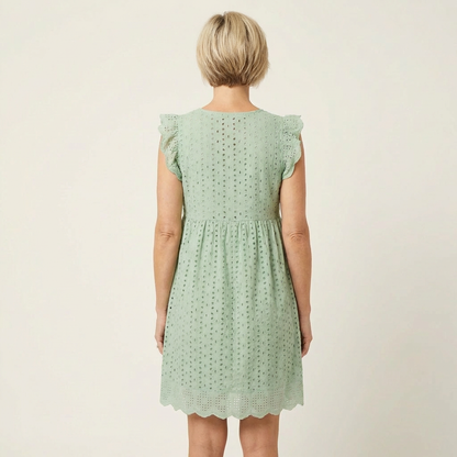 Cynthia | Eyelet Ruffle Mini Dress