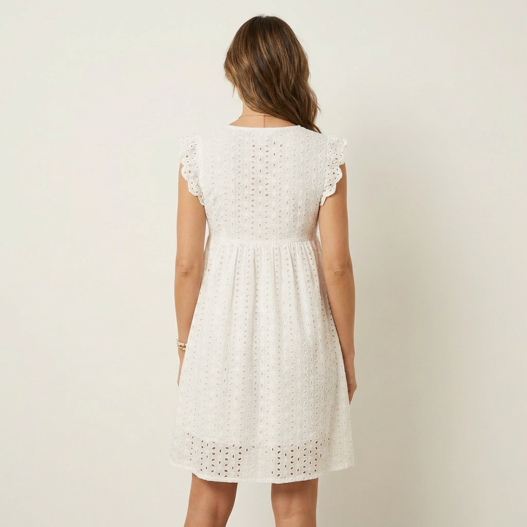 Cynthia | Eyelet Ruffle Mini Dress