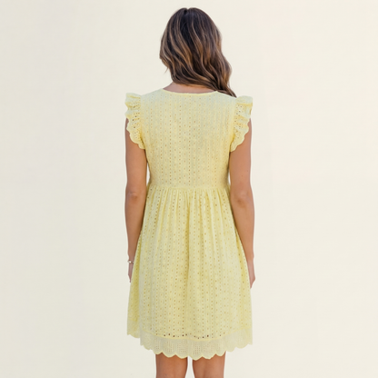 Cynthia | Eyelet Ruffle Mini Dress