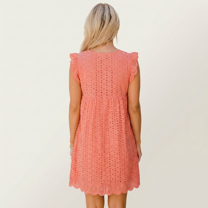 Cynthia | Eyelet Ruffle Mini Dress