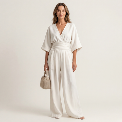 Lylia | Wrap V-Neck Wide-Leg Jumpsuit